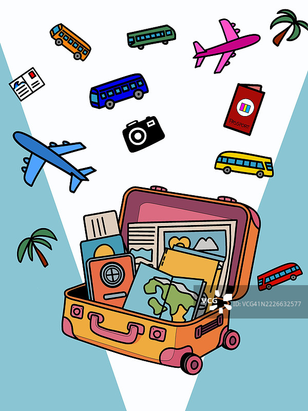 插图旅行准备，动态旅游元素图片素材