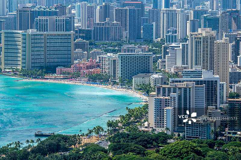夏威夷，美国，城市建筑的高角度视图图片素材