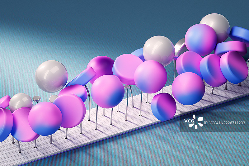 神经网络可视化，带有发光的球体和柔和的渐变色图片素材