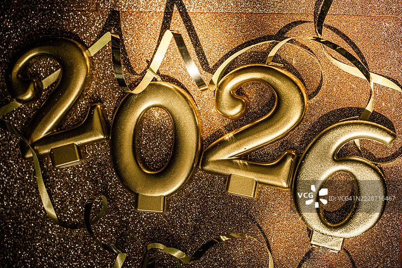 闪耀背景上的金色2026数字图片素材