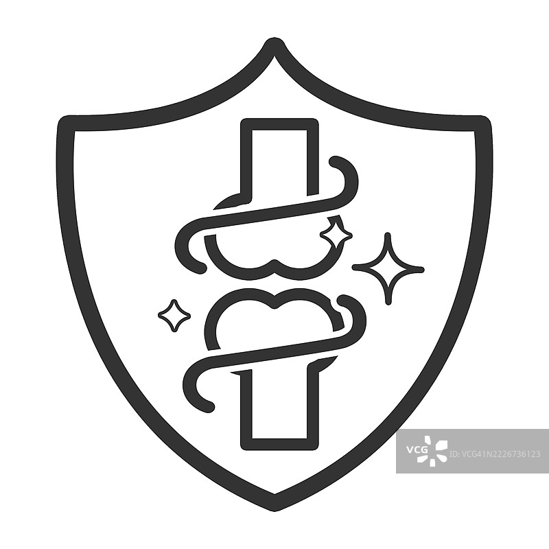 盾牌骨骼图标轮廓。图片素材