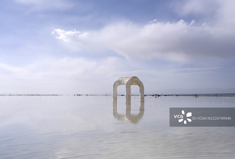 茶卡盐湖风景区的鸟瞰图图片素材