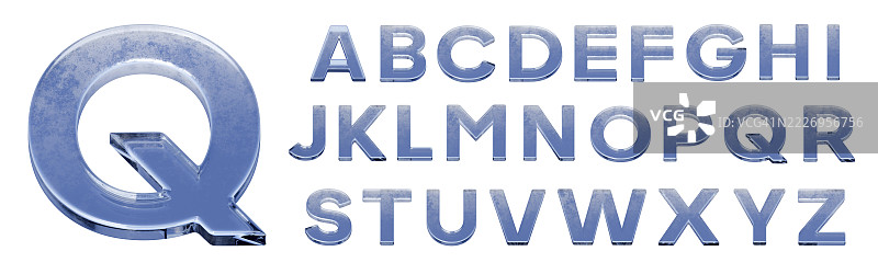 白色背景上的冰或玻璃字母，全部为大写字母。图片素材