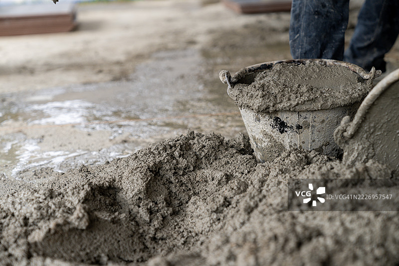 本地水泥混合的特写，用于家庭建筑图片素材