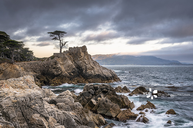 孤松的日落图片素材