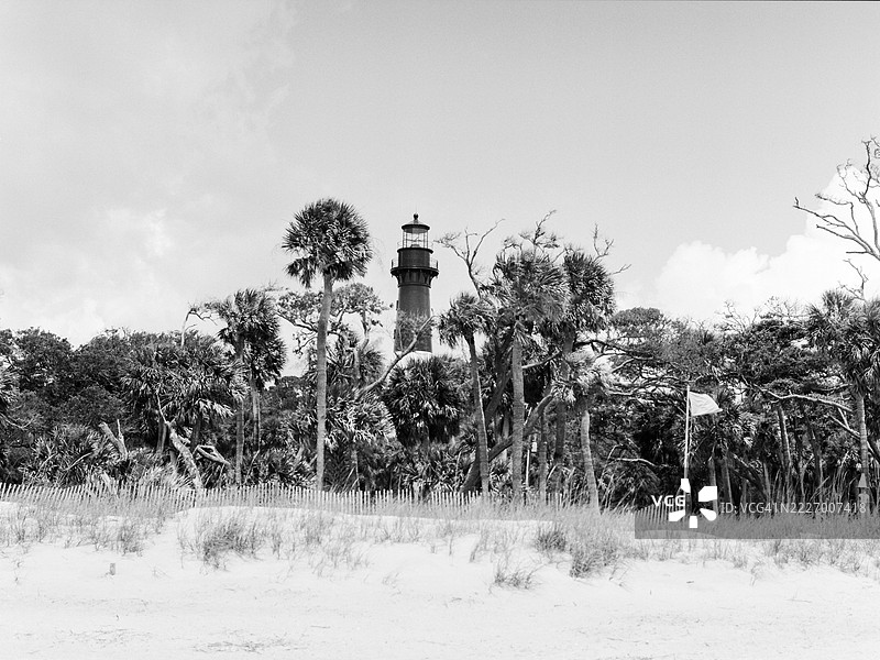 南卡罗来纳州的黑白灯塔图片素材