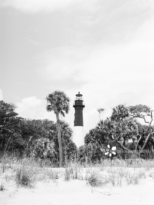 黑白色南卡罗来纳州灯塔图片素材