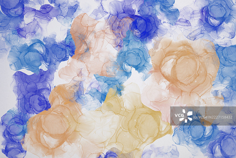 蓝色和棕色的酒精墨水艺术抽象背景图片素材