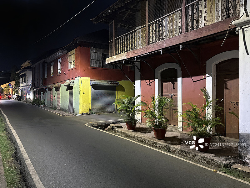 印度果阿邦帕纳吉市的街道。图片素材