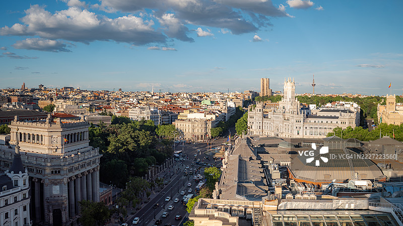马德里市政厅、塞贝莱斯宫、塞贝莱斯广场、西班牙银行的屋顶、塞万提斯学院公共建筑以及布恩·雷蒂罗公园的阿尔卡拉街东段(联合国教科文组织认证)。图片素材