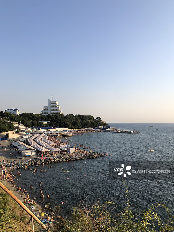 美丽的夏季安纳帕海滩景色，黑海图片素材