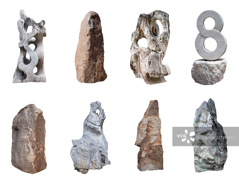 八块不同形状的岩石集合图片素材