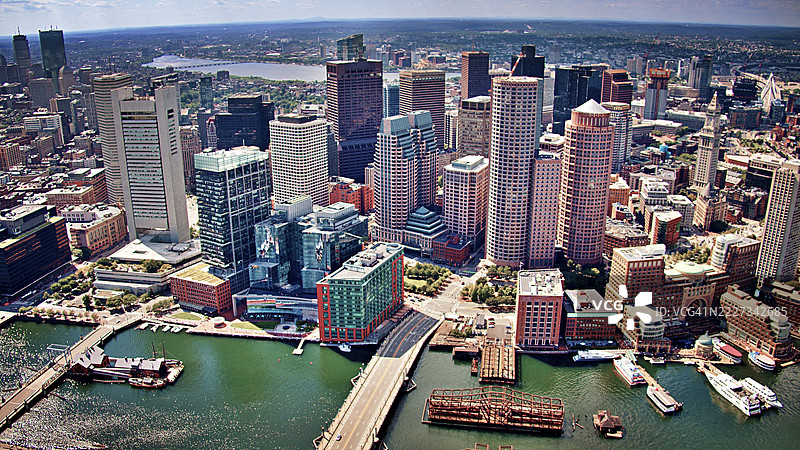 美国马萨诸塞州波士顿市中心商业区天际线图片素材