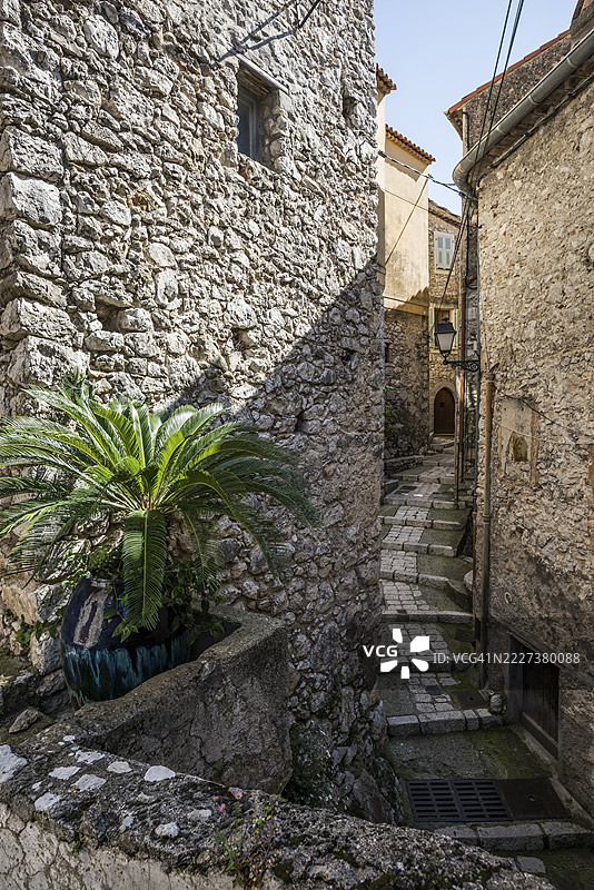 风景如画的中世纪山村,佩永,靠近摩纳哥,蓝色海岸,阿尔卑斯-海洋省,普罗旺斯-阿尔卑斯-蓝色海岸,法国南部,法国图片素材