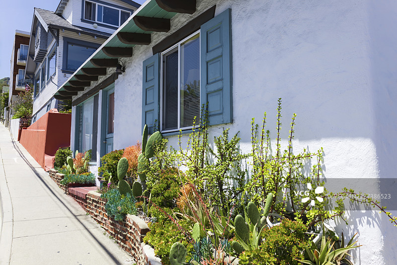 加利福尼亚州卡塔利娜岛阿瓦隆的色彩斑斓的风景街道图片素材