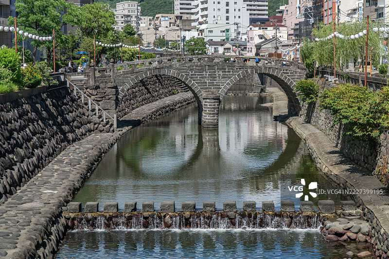 日本长崎市的河上石桥图片素材