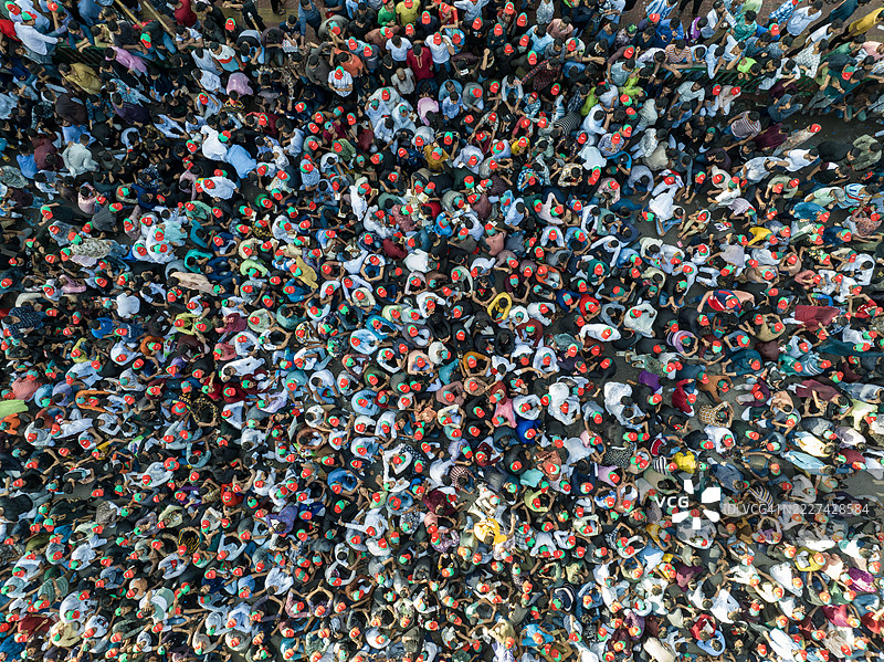 孟加拉国港口或市场的空中视角人群图片素材