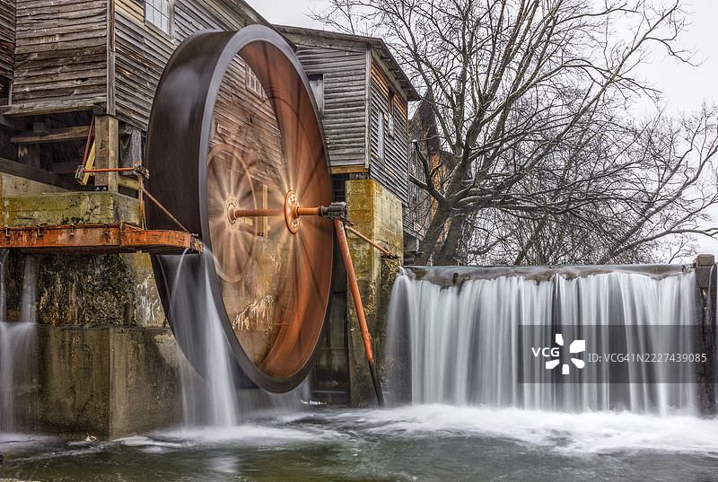 田纳西州皮igeon Forge的瀑布景观， 美国图片素材