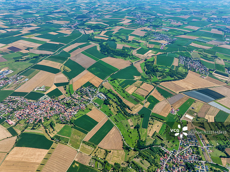 法国大东部地区的农业田野鸟瞰图图片素材