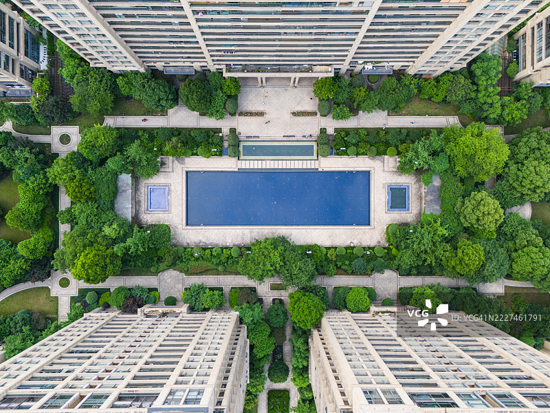 现代生态住宅区的鸟瞰图图片素材