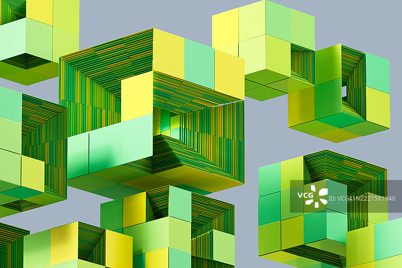 绿色AI立方体代表节能的机器学习和可持续的数据处理图片素材