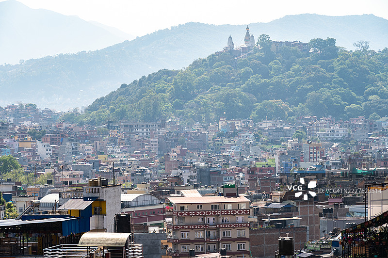 斯瓦扬布纳特寺的风景，是加德满都最具标志性的地标之一。图片素材