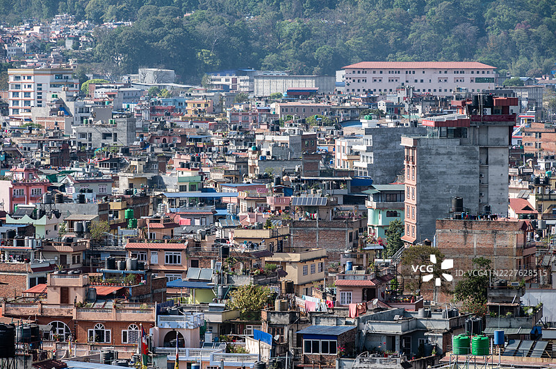 加德满都的住宅建筑，尼泊尔最大的城市和首都。图片素材