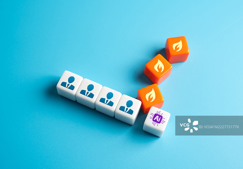 员工对可能取代他们的人工智能的敌对态度，激烈的竞争斗争，员工担心自动化、机器学习和机器人会取代人类角色，乌克兰图片素材