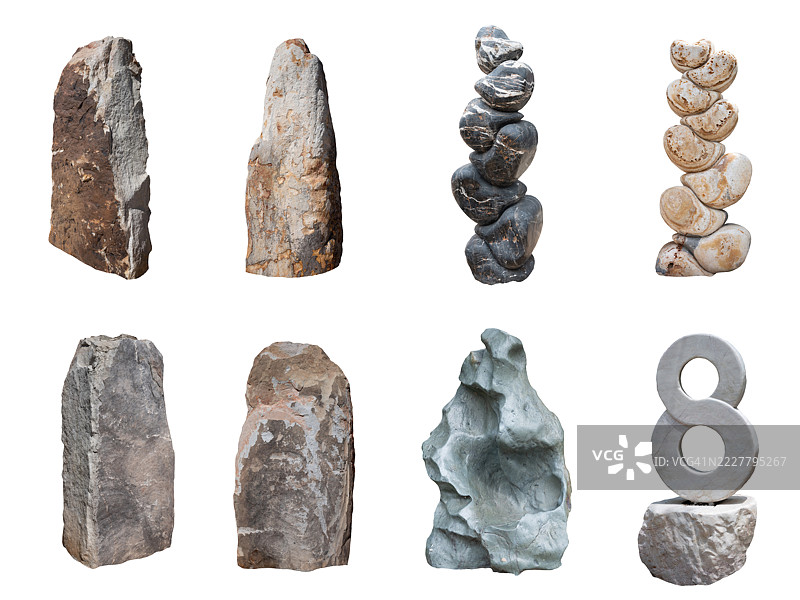 八块不同形状的岩石集合图片素材