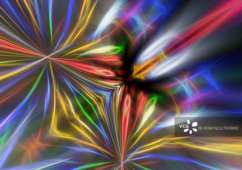 抽象背景，闪烁和移动的多彩光线相互碰撞并融合。图片素材