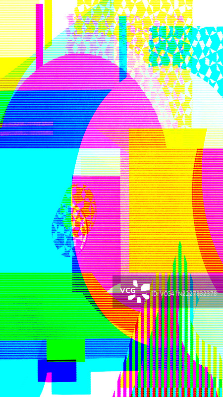 充满活力的几何故障艺术，霓虹色调，90年代和Y2K美学图片素材