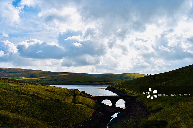 英国老汉姆的天空下风景如画的景观图片素材