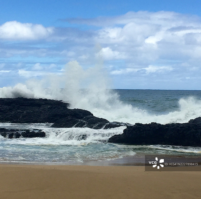 海洋与天空的美丽景色，普林斯维尔，夏威夷，美国图片素材
