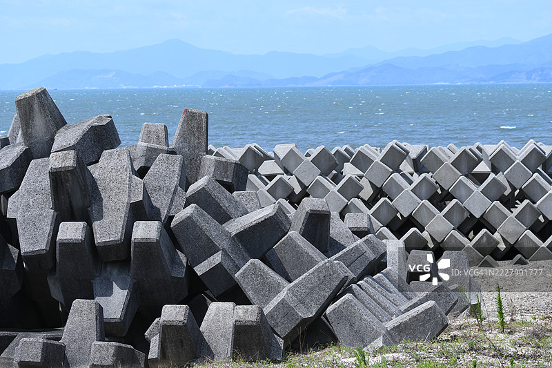 日本海天一色的全景景观图片素材