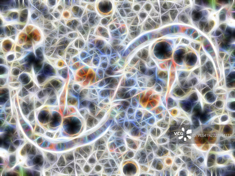 抽象幻想背景，互联光纤电网络的内部正在传输数据。图片素材