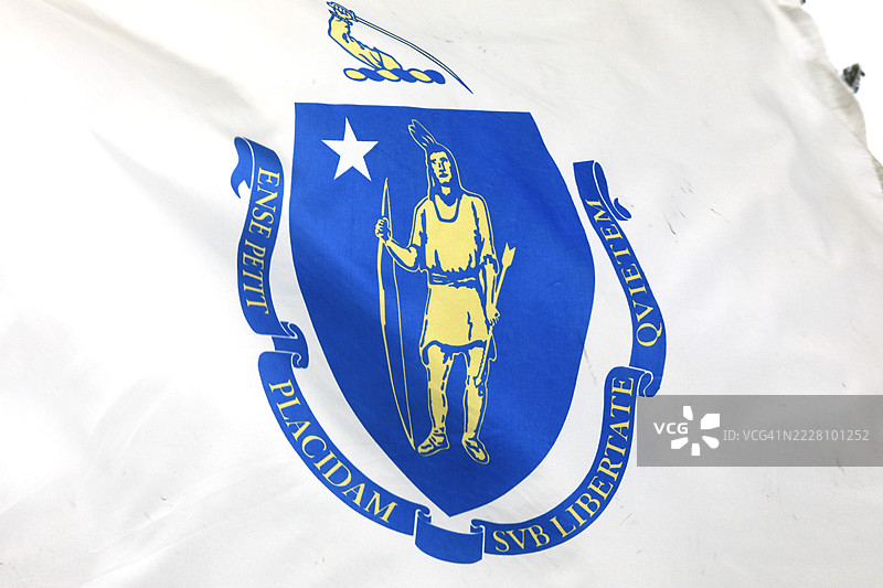 马萨诸塞州州旗展示图片素材