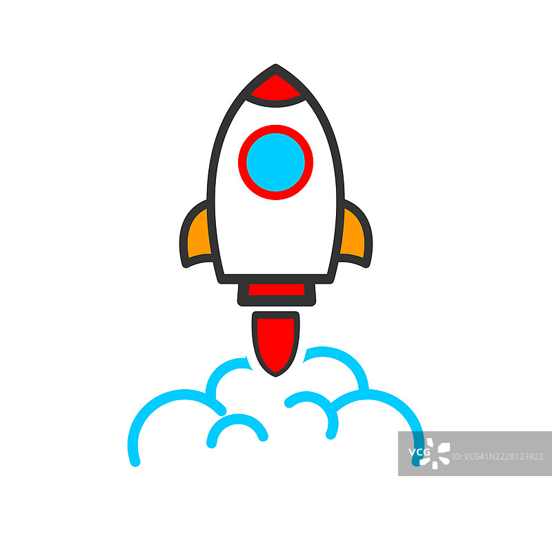 火箭图标。简单的火箭标志。火箭发射图标图片素材