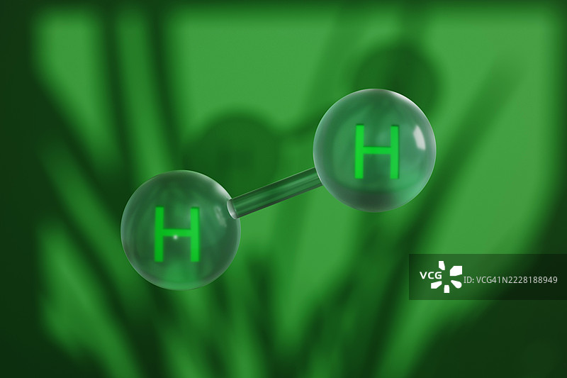绿色主题的氢分子表现与抽象背景图片素材