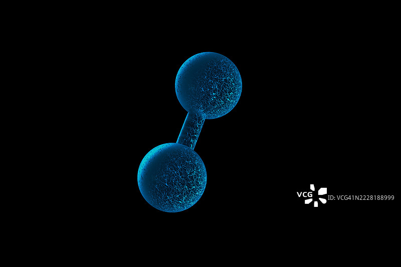 黑色背景上孤立的蓝色分子结构抽象可视化图片素材