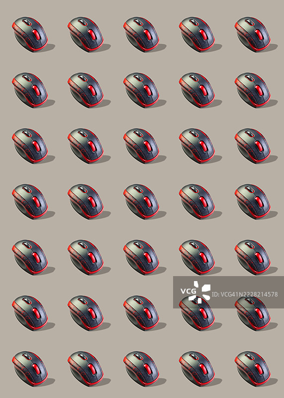 灰色背景上的游戏电脑鼠标图案。计算、科技、个人电脑、笔记本电脑、台式机、计算机、光标和手柄的概念。图片素材