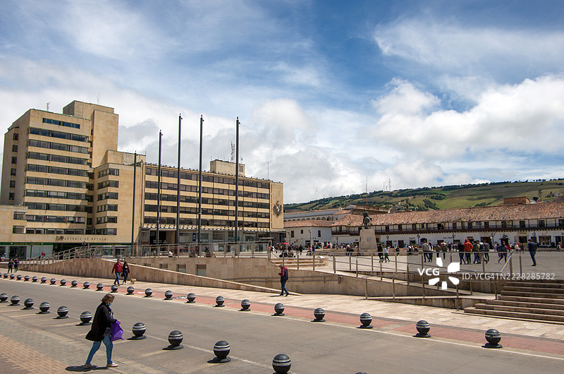 Tunja市政府和博利瓦尔广场，哥伦比亚博亚卡省Tunja图片素材