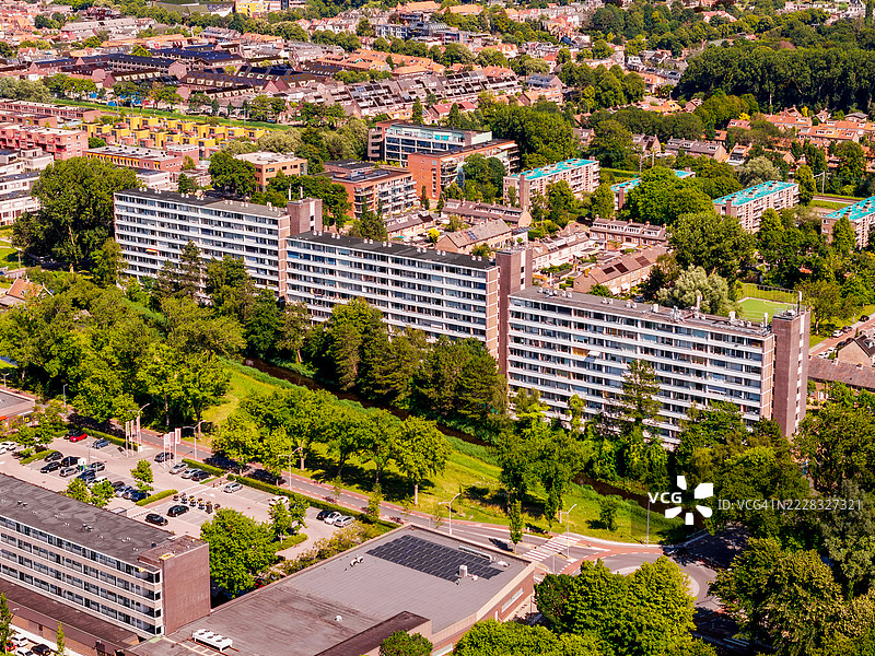 阿尔克马尔，荷兰，1970年代早期社区的鸟瞰图图片素材