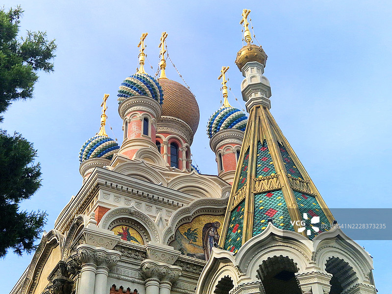 意大利利古里亚大区波嫩特海岸圣救世主俄罗斯东正教教堂，圣雷莫图片素材