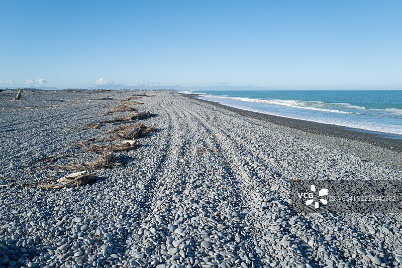 新西兰坎特伯雷湾的石滩图片素材