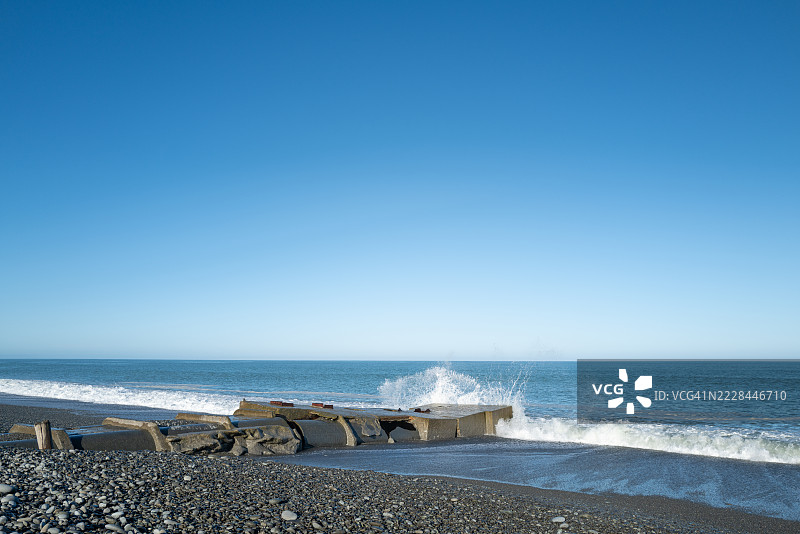 新西兰坎特伯雷湾的石滩图片素材