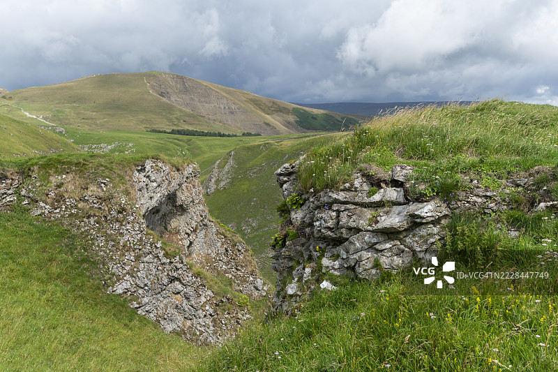 温纳茨山口和马姆山，峰区，德比郡，英格兰图片素材