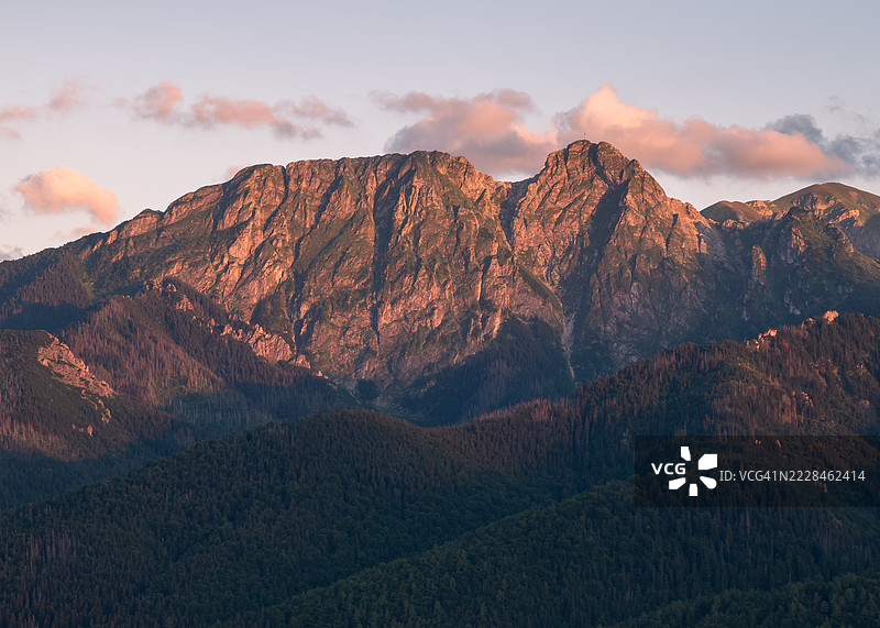 日落时分的吉旺特山，塔特拉山脉，波兰图片素材