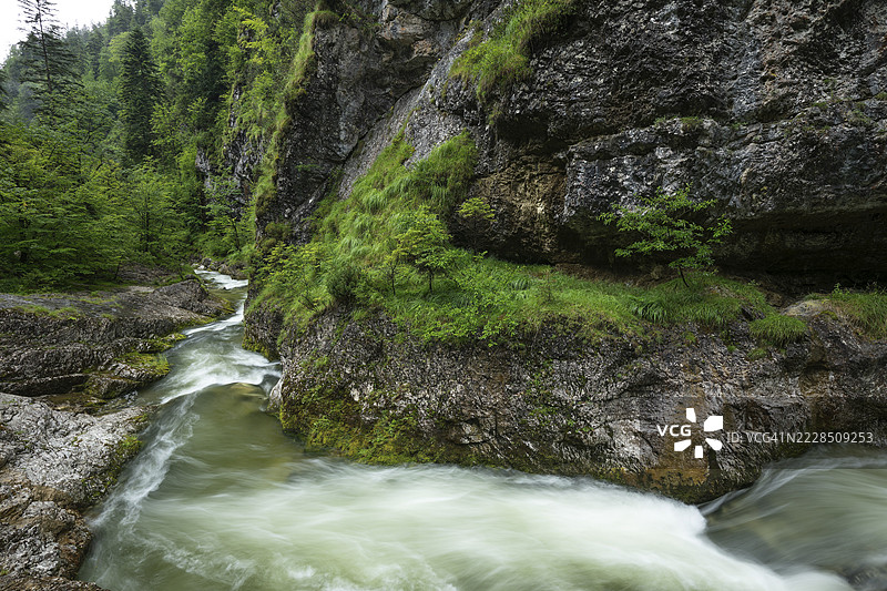 位于因策尔附近的野性浪漫的魏斯巴赫峡谷图片素材