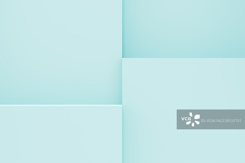 抽象几何浅蓝色背景，带有3D立方体和阴影。适用于科技、建筑或品牌视觉的极简现代设计概念。图片素材