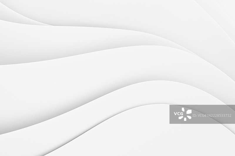 简约的抽象单色背景，带有平滑的白色波浪和柔和的阴影。干净、优雅的设计，适合现代科技、医疗保健、品牌或环保概念。3D纸质纹理。图片素材